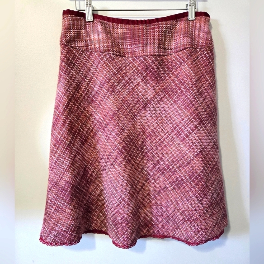 JACLYN SMITH Bergundy Tweed Midi Skirt. Size 10